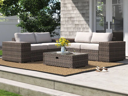 Modern Patio Rattan Sectional Set With Cushions