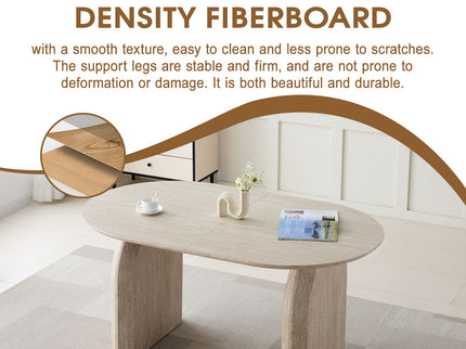 Oval Extendable Dining Table With Dual Pillar Design - Off White