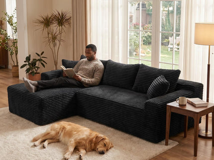 Cloud Modular Sectional Sofa Couch With L-Shape Chaise, Upholstered Couches For Living Room - Black