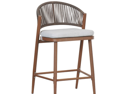 Outdoor 26" Counter Height Metal Frame Counter Stools With Scallop Shaped Backrest & Water Resistant Cushions