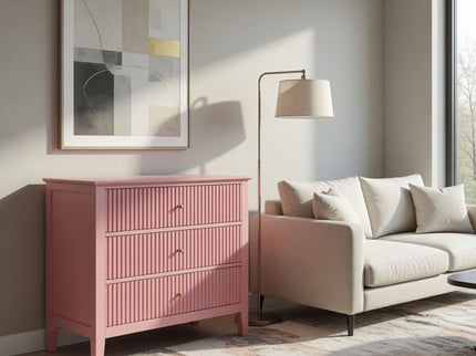 Fluted 3 Drawer Nightstand With Soft Close Slides
