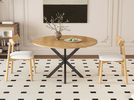 Modern Extendable Round Dining Table Set, Table With Chairs