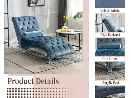 Chaise Lounge Indoor, Button Tufted Upholstered Chaise Lounge Chair With Pillow