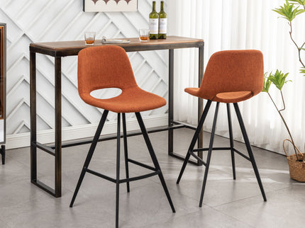 Porth - 28.25" Fabric Kitchen Counter Height Stools (Set of 2) - Orange