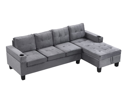 Modern Sectional Sofa Set With L Shape Chaise Lounge And Storage