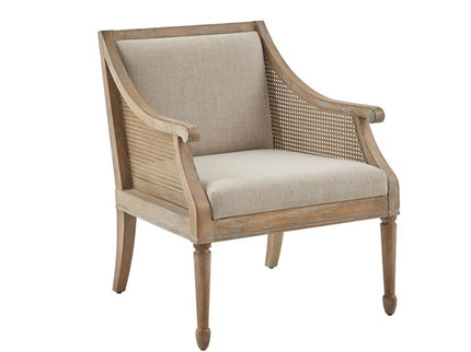 Transitional Cane Accent Armchair And Back Cushion - Natural