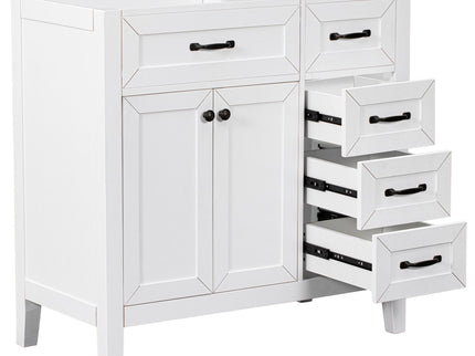 Modern Bathroom Vanity Base Only, 2 Doors And 3 Drawers