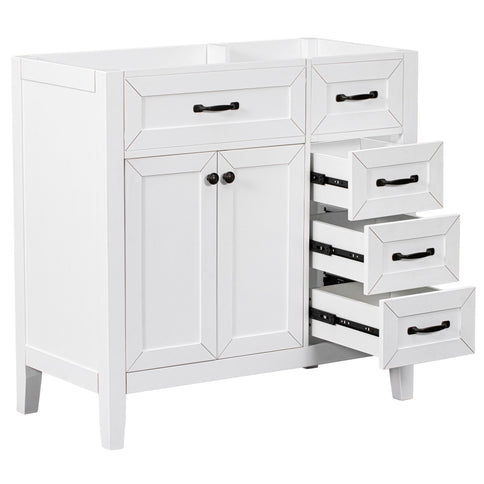 Modern Bathroom Vanity Base Only, 2 Doors And 3 Drawers