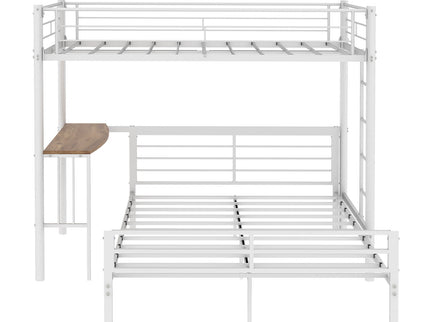 Bunk Bed With Built In Desk & Guardrail Frame