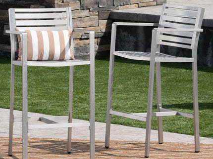 Outdoor Aluminum Rust Proof Barstools (Set of 2) - Silver