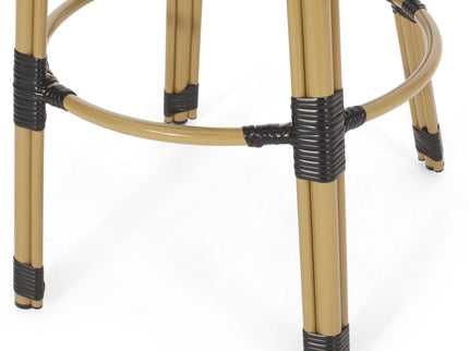 Outdoor Rattan And Aluminum French Barstools (Set of 2)