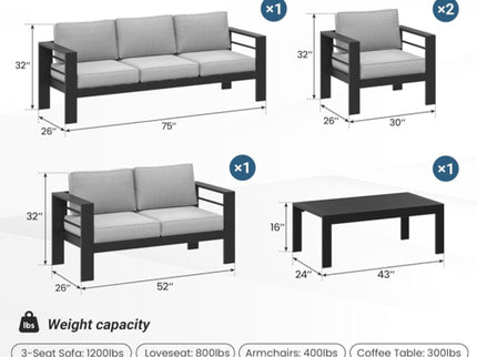 Outdoor Patio Set With All-Weather Thick Cushions
