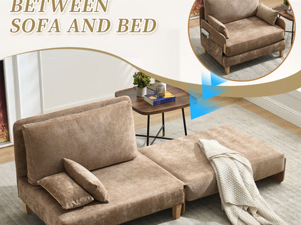 Mid Century Modern Foldable Sofa Bed, 3 In 1 Convertible Sleeper With 3 Pillows