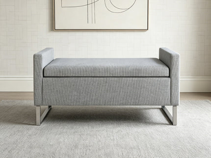 Upholstered Ottoman Bench With Storage - Dark Gray