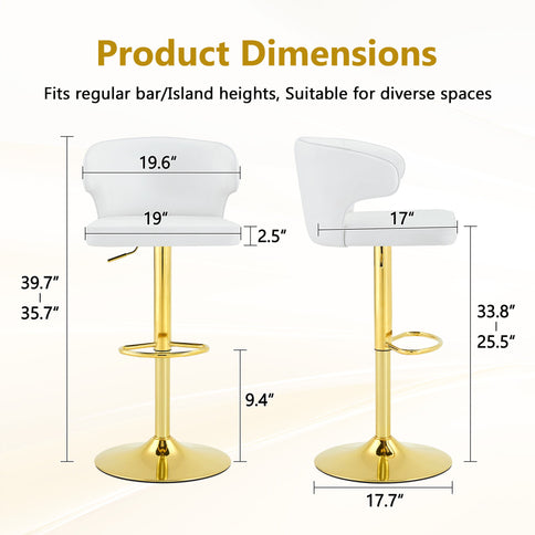Adjustable Swivel Bar Chair With High Back Support