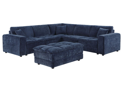 Azure - 6 Piece Upholstered Modular Sectional Sofa - Blue
