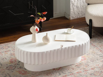 Fluted Storage Table With Lift Off Lid - Cream White