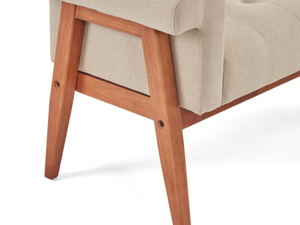 Elegant Tufted Ottoman - Beige / Brown