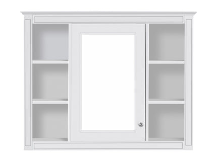 Wall Mounted Medicine Cabinet With Mirror, Storage Cabinet Featuring 6 Open Shelves And Adjustable Interior