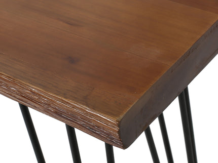 Modern Industrial Breakfast Bar Table, Metal Hairpin Legs & Wood Veneer Top - Natural