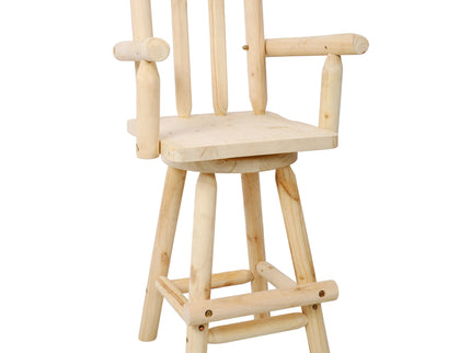 Rustic Bar Stool, Fir Wood Construction, Wide Armrest