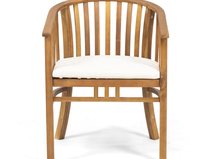 Outdoor Wooden Dining Chairs With Cushions (Set of 2)