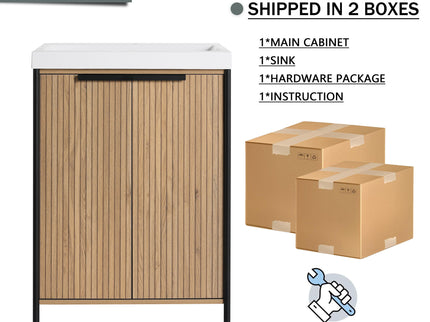 Modern Freestanding Bathroom Vanity With Resin Sink & Soft Close Cabinet Doors