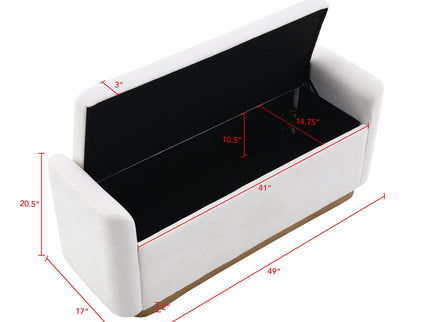 Upholstered Storage Bench With Safety Hinge