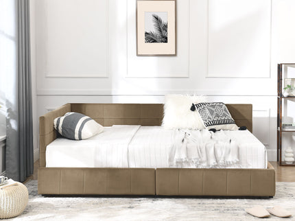 Storage Upholstered Tufted Bed Frame With Backrest And Armrests