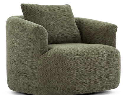 360° Swivel Barrel Sofa Chair With Throw Pillow, Upholstered Accent Chair