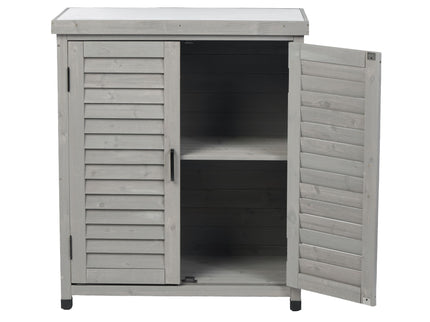 Potting Bench With Storage Cabinet And Metal Table Top For Outdoor