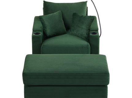 Modern Style Loveseat Sofa Sectional Sofa Couch With Storage Space, A Movable Ottoman, Two USB Ports, Two Cup Holders, A Phone Holder For Living Room