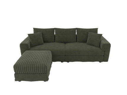 Convertible Deep Seat Sofa With Soft Pillows And Ottomans