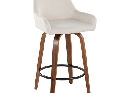 Daniella - Contemporary Fixed Height Counter Stool With Swivel With Round Footrest (Set of 2)