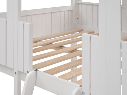 Bunk Bed With Roof, Window, Guardrail, Ladder