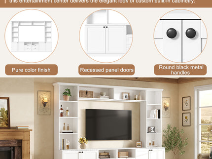 Farmhouse Elegant Entertainment Center Wall Unit With 4 Drawers