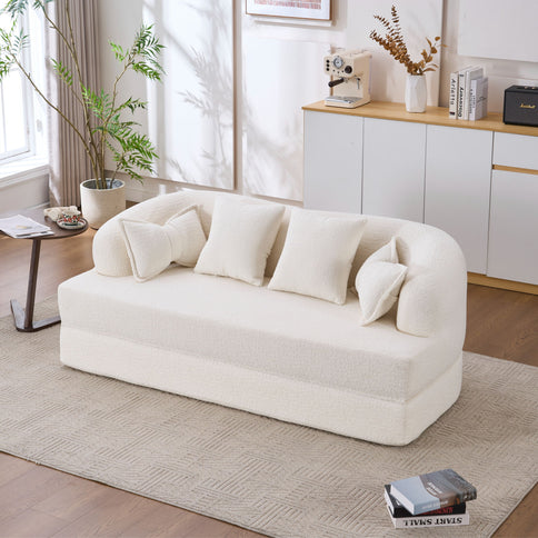Foldable Sofa Bed, Boneless Couch Convertible Sleeper With 4 Pillows