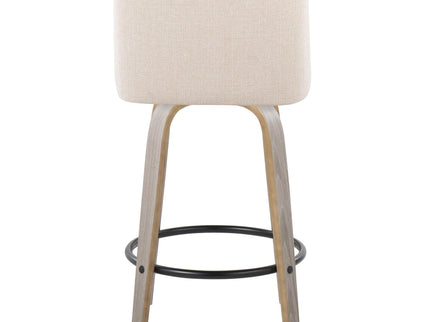Toriano - Contemporary Fixed Height Counter Stool With Swivel & Round Footrest (Set of 2)
