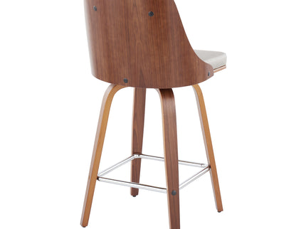 Gianna - Mid Century Modern Fixed Height Counter Stool With Swivel With Square Footrest (Set of 2)