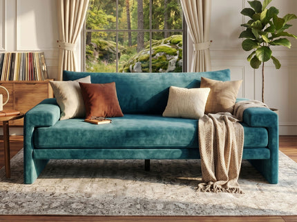 Upholstered 3 Seater Sofa With Wide Armrests
