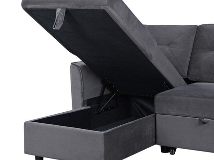 Hudson - Reversible Sleeper Sectional Sofa With Storage Chaise - Dark Gray