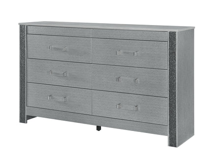 Lorenzo - Dresser With Hidden Jewelry Compartment And Bar Handles In - Silver