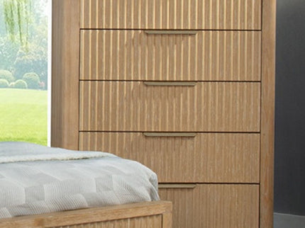 Tall Chest With Full Extension Glides And Accents, Storage Cabinet - Natural Wood