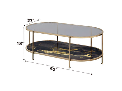 Fiorella - Marble Print Glass Table