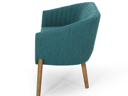 Mid Century Modern Loveseat With Channel Stitched Backrest