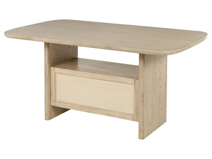 Kimpton - Counter Height Dining Table With Storage Cabinet And Shelves - Beige