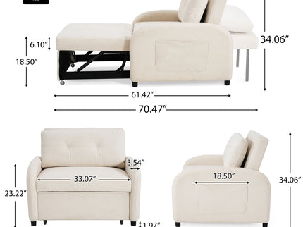 3 In 1 Convertible Sleeper Sofa Bed For Living Room