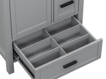 Bathroom Vanity With Sink, Soft Close Door, Double Layer Door Shelf And 3 Drawers - Gray