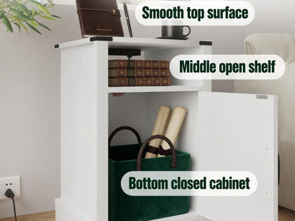 Farmhouse Nightstand, Charging Station & Storage