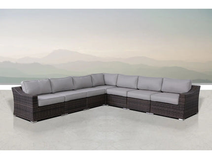 Contemporary Outdoor Rattan Wicker Sectional Seating Group With Cushions